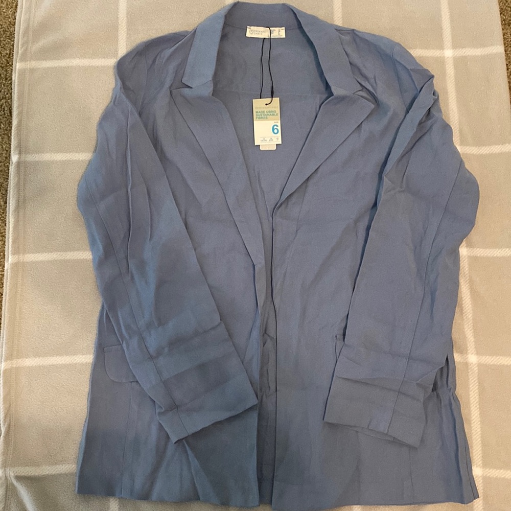 Casual loose powder blue suit jacket
